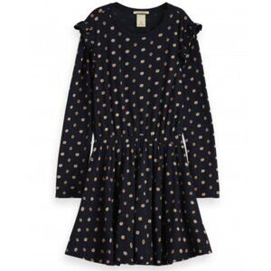 Scotch & Soda Girl's Blue Floral Dress Casual Jersey Cotton Size 4 Pullover